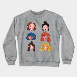 cute girl faces Crewneck Sweatshirt